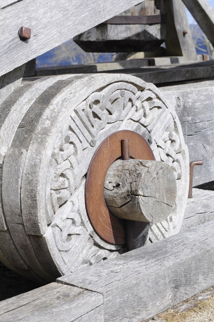 Trebuchet wheels at Castle Urquhart