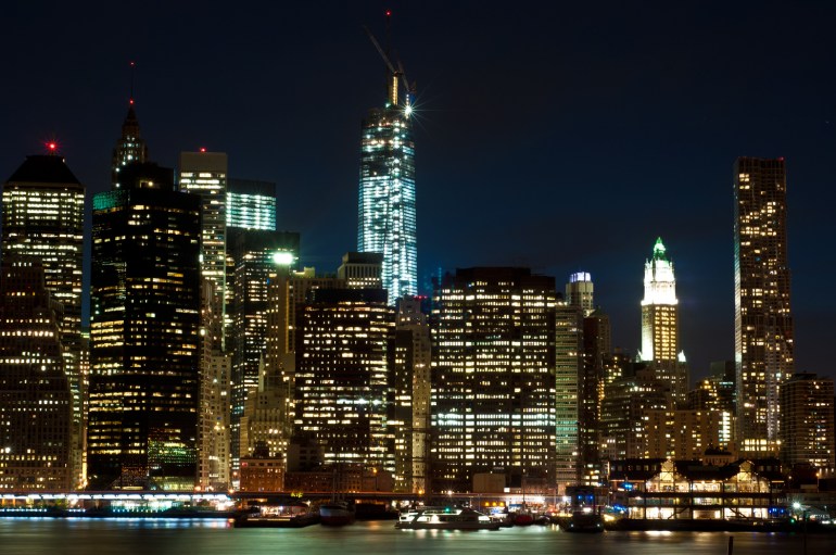 Freedom Tower at night + a building I had dubbed 'cupcake tower' 