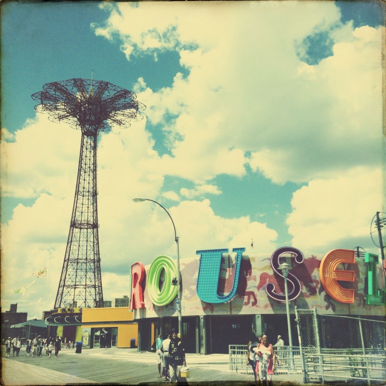 Coney Island - parachute drop + "new" (new to Coney) carousel