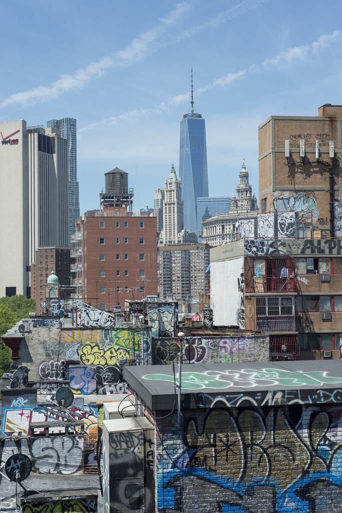 The sweeping view of Chinatown's grunge to the World Trade Center's modern glittery glass. Taken by the DH.