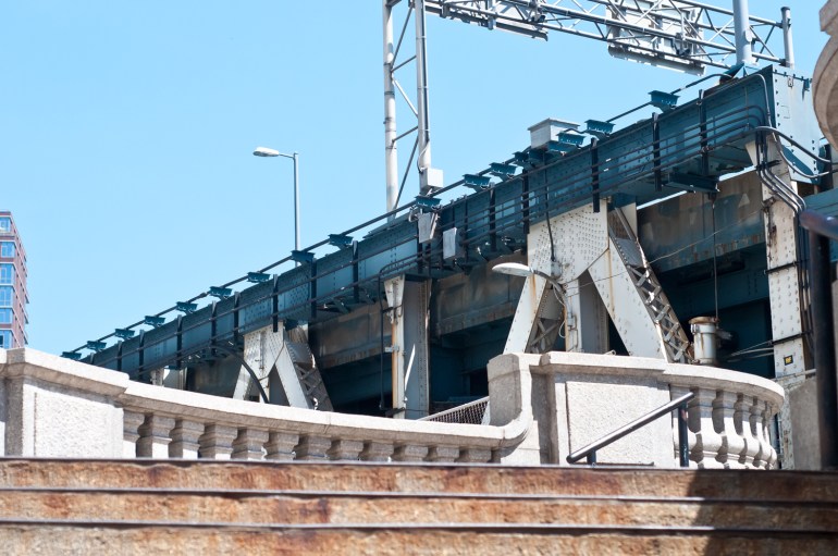 Heading up to the pedestrian path 